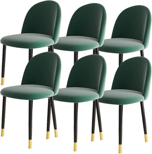 NMVAWIPT 6er-Set Esszimmerstühle Im Modernen Design for Die Küche, Beine Aus Samt Kohlenstoffstahl, for Theke, Lounge, Wohnzimmer, Empfang(Green,Black Gold Leg) von NMVAWIPT