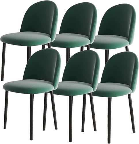 NMVAWIPT 6er-Set Esszimmerstühle Im Modernen Design for Die Küche, Beine Aus Samt Kohlenstoffstahl, for Theke, Lounge, Wohnzimmer, Empfang(Green,Black Leg) von NMVAWIPT