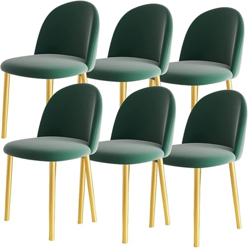 NMVAWIPT 6er-Set Esszimmerstühle Im Modernen Design for Die Küche, Beine Aus Samt Kohlenstoffstahl, for Theke, Lounge, Wohnzimmer, Empfang(Green,Golden Leg) von NMVAWIPT