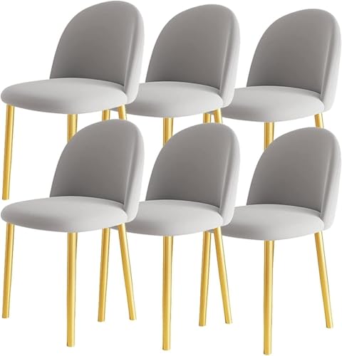 NMVAWIPT 6er-Set Esszimmerstühle Im Modernen Design for Die Küche, Beine Aus Samt Kohlenstoffstahl, for Theke, Lounge, Wohnzimmer, Empfang(Light Gray,Golden Leg) von NMVAWIPT