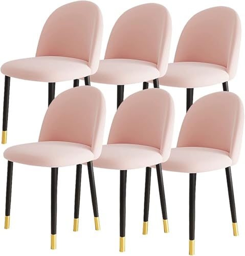 NMVAWIPT 6er-Set Esszimmerstühle Im Modernen Design for Die Küche, Beine Aus Samt Kohlenstoffstahl, for Theke, Lounge, Wohnzimmer, Empfang(Pink,Black Gold Leg) von NMVAWIPT