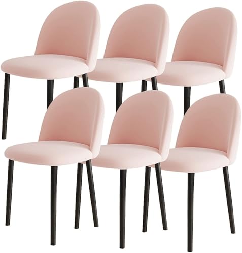 NMVAWIPT 6er-Set Esszimmerstühle Im Modernen Design for Die Küche, Beine Aus Samt Kohlenstoffstahl, for Theke, Lounge, Wohnzimmer, Empfang(Pink,Black Leg) von NMVAWIPT
