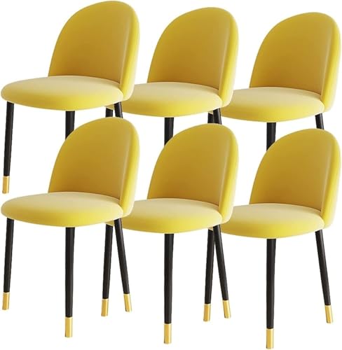 NMVAWIPT 6er-Set Esszimmerstühle Im Modernen Design for Die Küche, Beine Aus Samt Kohlenstoffstahl, for Theke, Lounge, Wohnzimmer, Empfang(Yellow,Black Gold Leg) von NMVAWIPT