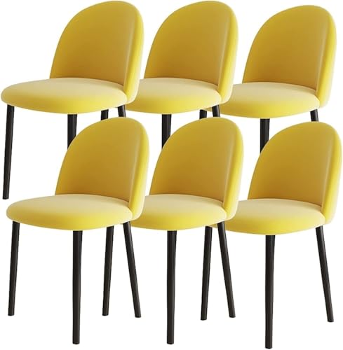 NMVAWIPT 6er-Set Esszimmerstühle Im Modernen Design for Die Küche, Beine Aus Samt Kohlenstoffstahl, for Theke, Lounge, Wohnzimmer, Empfang(Yellow,Black Leg) von NMVAWIPT