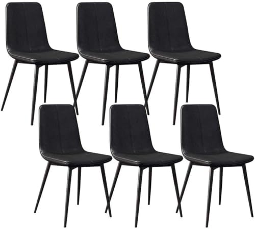NMVAWIPT 6er-Set Esszimmerstühle for Küche, Theke, Lounge, Wohnzimmer, Ecke Mit Metallbeinen, Sitzfläche Und Rückenlehne Aus PU-Leder(Black) von NMVAWIPT