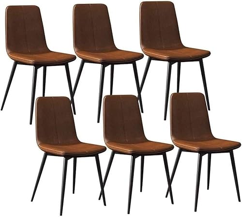 NMVAWIPT 6er-Set Esszimmerstühle for Küche, Theke, Lounge, Wohnzimmer, Ecke Mit Metallbeinen, Sitzfläche Und Rückenlehne Aus PU-Leder(Brown) von NMVAWIPT