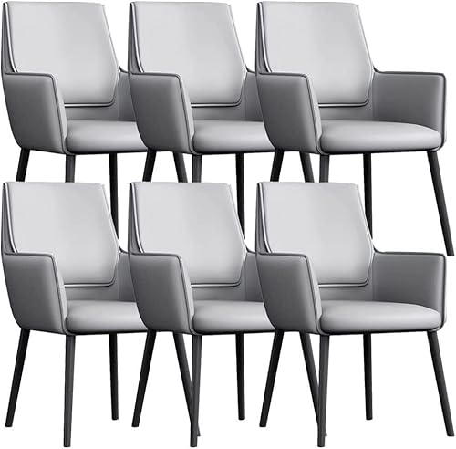 NMVAWIPT 6er-Set Küchen-Esszimmerstühle, Armlehnen Aus Leder, Rückenlehne, Beine Kohlenstoffstahl, Theken-Lounge-Empfangsstuhl(#8) von NMVAWIPT