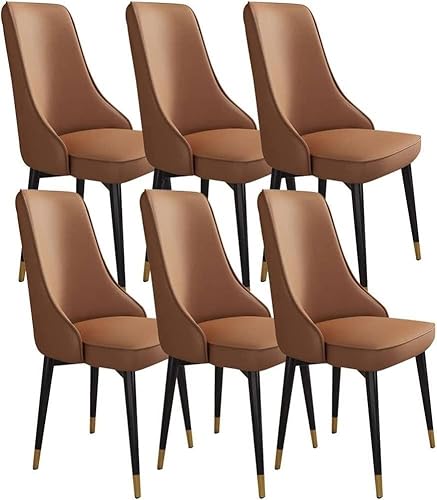 NMVAWIPT 6er-Set Küchen-Esszimmerstühle, Stabile Metallbeine Aus Kohlenstoffstahl, Loungesessel Mikrofaserleder for Das Wohnzimmer(Coffee) von NMVAWIPT