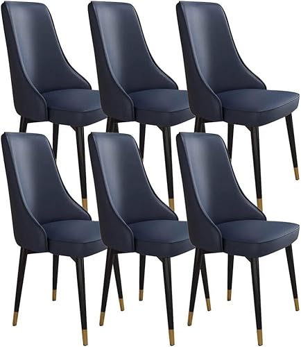 NMVAWIPT 6er-Set Küchen-Esszimmerstühle, Stabile Metallbeine Aus Kohlenstoffstahl, Loungesessel Mikrofaserleder for Das Wohnzimmer(Dark Blue) von NMVAWIPT