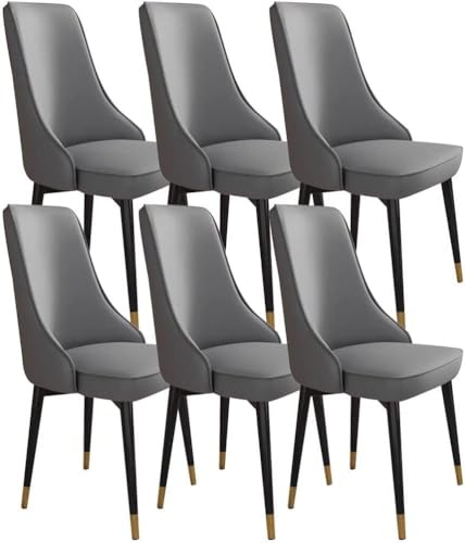 NMVAWIPT 6er-Set Küchen-Esszimmerstühle, Stabile Metallbeine Aus Kohlenstoffstahl, Loungesessel Mikrofaserleder for Das Wohnzimmer(Dark Grey) von NMVAWIPT