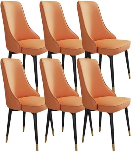 NMVAWIPT 6er-Set Küchen-Esszimmerstühle, Stabile Metallbeine Aus Kohlenstoffstahl, Loungesessel Mikrofaserleder for Das Wohnzimmer(Orange) von NMVAWIPT