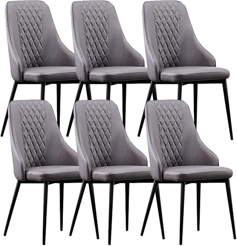 NMVAWIPT 6er-Set Moderne Esszimmerstühle Aus Leder for Die Küche, Wohnzimmer-Lounge-Theke, Metallbeine Kohlenstoffstahl, Schreibtischstuhl Den Haushalt(Gray) von NMVAWIPT