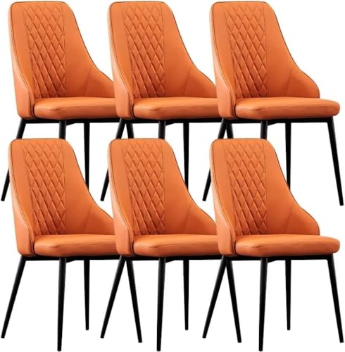 NMVAWIPT 6er-Set Moderne Esszimmerstühle Aus Leder for Die Küche, Wohnzimmer-Lounge-Theke, Metallbeine Kohlenstoffstahl, Schreibtischstuhl Den Haushalt(Orange) von NMVAWIPT