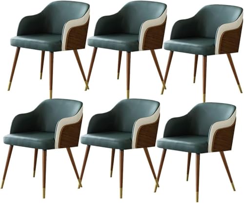 NMVAWIPT 6er-Set Moderne Esszimmerstühle Aus Mikrofaserleder, Wohnzimmer Mit Weich Gepolsterter Sitzfläche, Buchenholzbeinen + Metallbezug(Dark Green) von NMVAWIPT