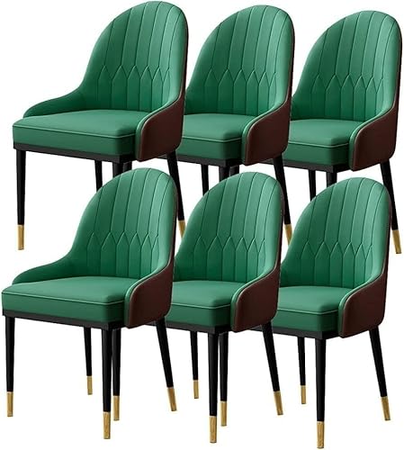 NMVAWIPT 6er-Set Moderne Gepolsterte Esszimmerstühle for Die Küche, Seitliches Wohnzimmer Mit Weichem PU-Lederbezug, Sitzkissen Und Metallbeinen(Green) von NMVAWIPT