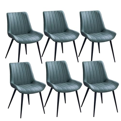 NMVAWIPT 6er-Set Moderne Nordische Esszimmerstühle Mit Kunst-PU-Leder Und Schwarzen Metallbeinen for Küche Wohnzimmer(Green) von NMVAWIPT