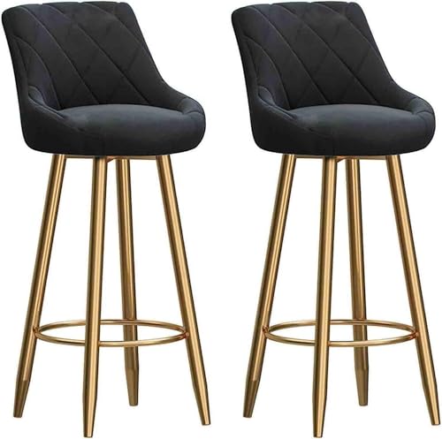NMVAWIPT 868.50 Küchenthekenhocker, Samtsitz, Weiche Rückenlehne, Hochstuhl, Goldrahmen Mit Fußstütze Aus Metall, Salons, Esszimmer, Moderne Bar(Black,65cm) von NMVAWIPT