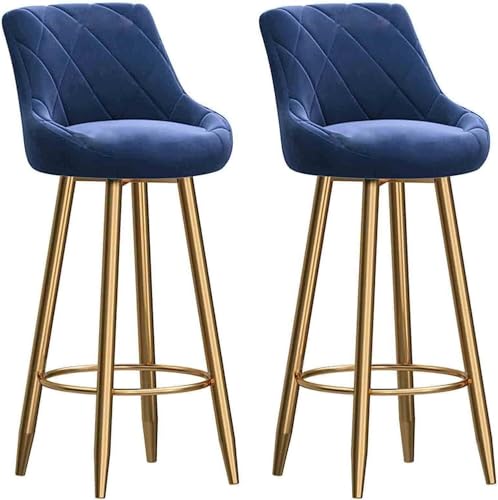 NMVAWIPT 868.50 Küchenthekenhocker, Samtsitz, Weiche Rückenlehne, Hochstuhl, Goldrahmen Mit Fußstütze Aus Metall, Salons, Esszimmer, Moderne Bar(Dark Blue,75cm) von NMVAWIPT