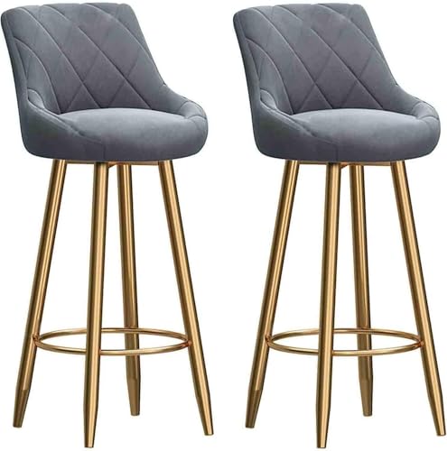 NMVAWIPT 868.50 Küchenthekenhocker, Samtsitz, Weiche Rückenlehne, Hochstuhl, Goldrahmen Mit Fußstütze Aus Metall, Salons, Esszimmer, Moderne Bar(Gray,75cm) von NMVAWIPT