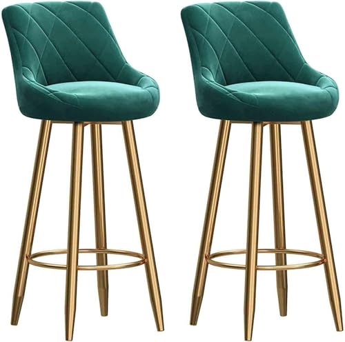 NMVAWIPT 868.50 Küchenthekenhocker, Samtsitz, Weiche Rückenlehne, Hochstuhl, Goldrahmen Mit Fußstütze Aus Metall, Salons, Esszimmer, Moderne Bar(Green,75cm) von NMVAWIPT
