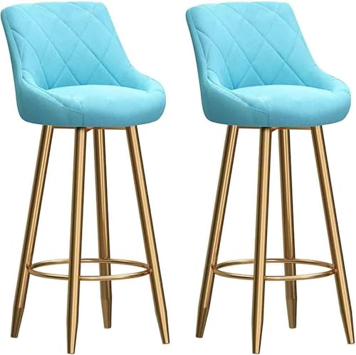 NMVAWIPT 868.50 Küchenthekenhocker, Samtsitz, Weiche Rückenlehne, Hochstuhl, Goldrahmen Mit Fußstütze Aus Metall, Salons, Esszimmer, Moderne Bar(Light Blue,65cm) von NMVAWIPT