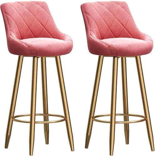 NMVAWIPT 868.50 Küchenthekenhocker, Samtsitz, Weiche Rückenlehne, Hochstuhl, Goldrahmen Mit Fußstütze Aus Metall, Salons, Esszimmer, Moderne Bar(Pink,75cm) von NMVAWIPT