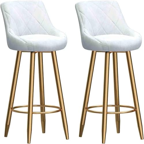 NMVAWIPT 868.50 Küchenthekenhocker, Samtsitz, Weiche Rückenlehne, Hochstuhl, Goldrahmen Mit Fußstütze Aus Metall, Salons, Esszimmer, Moderne Bar(White,75cm) von NMVAWIPT