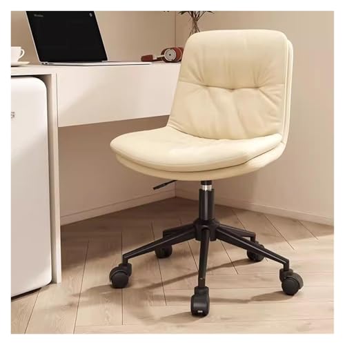 NMVAWIPT Armloser, Ergonomischer Schreibtischdrehstuhl Mit Gepolsterter Sitzfläche, Verstellbarer Bürostuhl for Zuhause Und Die Arbeit(Cream) von NMVAWIPT