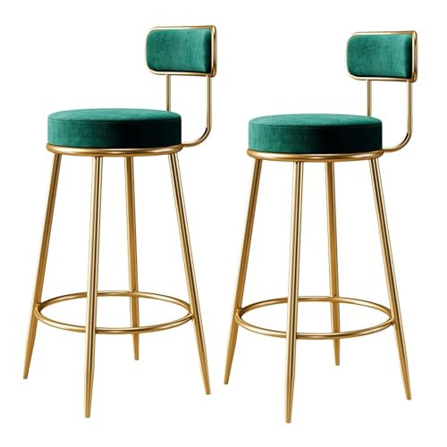 NMVAWIPT Barhocker, 2er-Set, Moderner, Mit Samt Gepolsterter Stuhl Mit Goldenen Metallbeinen Und Rückenlehnen for Küche, Esszimmer Und Frühstücksstuhl(Green) von NMVAWIPT