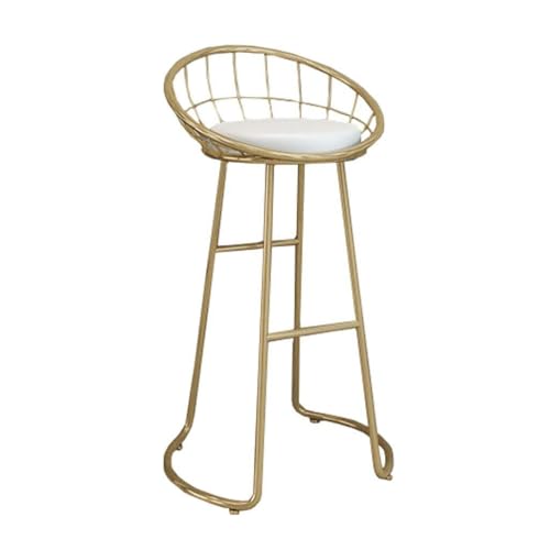 NMVAWIPT Barhocker Aus Eisen Im Nordischen Stil Mit Rückenlehne, Sitzfläche Aus Kunstleder Und Goldenen Beinen, Moderner Barstuhl for Die Küche(Gold,75cm(29.5 Inch)) von NMVAWIPT