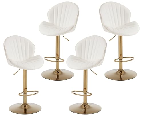 NMVAWIPT Barhocker Aus Kunstleder, 2er-Set, Höhenverstellbare Barstühle, Moderne Drehbare Barhocker Mit Schalenförmiger Rückenlehne, Küchenhocker(Pu Leather-beige,4PCS) von NMVAWIPT