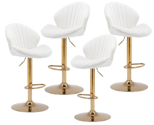 NMVAWIPT Barhocker Aus Kunstleder, 2er-Set, Höhenverstellbare Barstühle, Moderne Drehbare Barhocker Mit Schalenförmiger Rückenlehne, Küchenhocker(Velvet-beige,4PCS) von NMVAWIPT