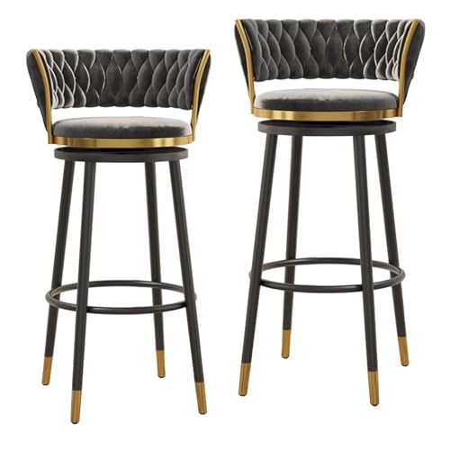 NMVAWIPT Barhocker Aus Samt, Moderne Barhocker In Thekenhöhe Mit Gewebter Rückenlehne Und Drehfunktionsstuhl for Das Esszimmer In Der Küche(2pcs,75cm) von NMVAWIPT
