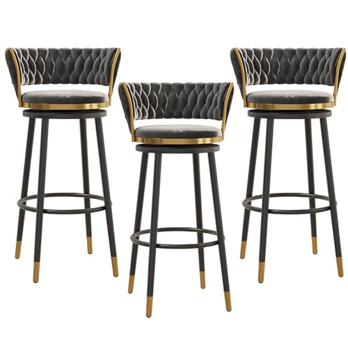 NMVAWIPT Barhocker Aus Samt, Moderne Barhocker In Thekenhöhe Mit Gewebter Rückenlehne Und Drehfunktionsstuhl for Das Esszimmer In Der Küche(3pcs,75cm) von NMVAWIPT