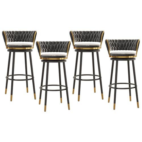 NMVAWIPT Barhocker Aus Samt, Moderne Barhocker In Thekenhöhe Mit Gewebter Rückenlehne Und Drehfunktionsstuhl for Das Esszimmer In Der Küche(4pcs,65cm) von NMVAWIPT