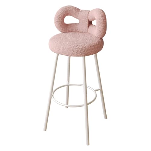 NMVAWIPT Barhocker Aus Samt Mit Rückenlehne Und Metallbeinen, Bequemer Gepolsterter Stuhl for Die Frühstückstheke In Der Küche(Pink,Height:75cm) von NMVAWIPT