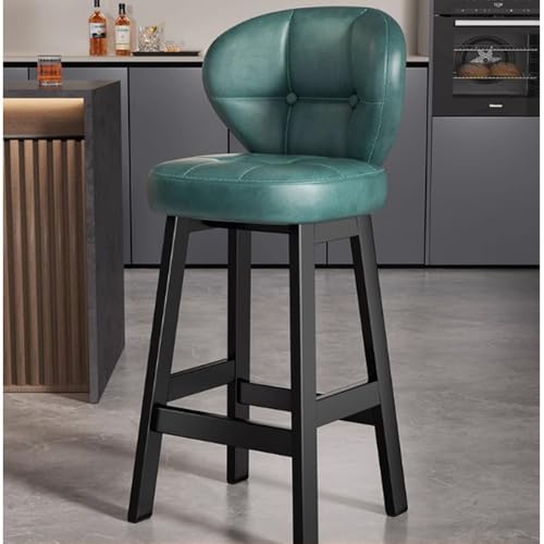 NMVAWIPT Barhocker Im Nordischen Stil, Mit Rückenlehne Und Latexkissen, Gepolsterter Esszimmerstuhl for Die Küche Oder Den Theken-Empfangsbereich(Green,Seat Height 75cm) von NMVAWIPT