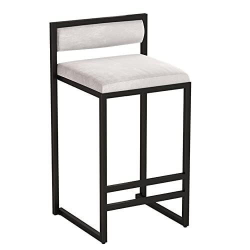 NMVAWIPT Barhocker In Thekenhöhe, Samtstuhl for Kücheninsel, Modern Mit Rückenlehne, Sitzkissen, Schwarze Metallbeine(Color 5,Height:75cm) von NMVAWIPT