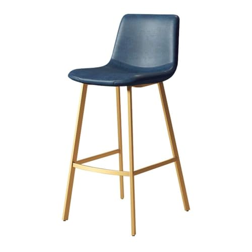 NMVAWIPT Barhocker Mit Rückenlehne, Sitzfläche Aus Kunstleder, Moderner Stuhl Fußstütze, Goldene Metallbeine for Pub, Kaffee, Küche, Esszimmer(Blue) von NMVAWIPT
