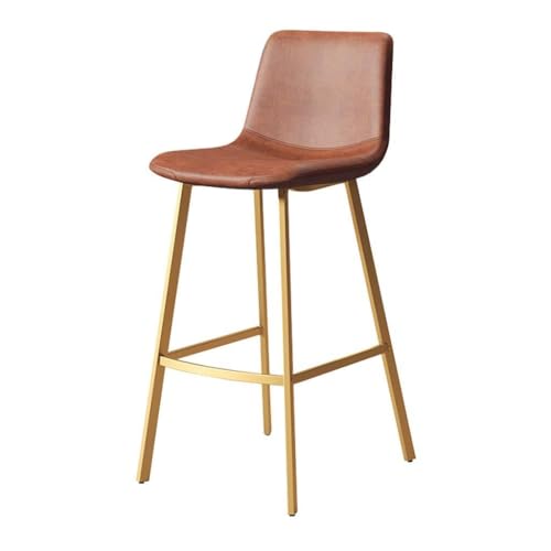 NMVAWIPT Barhocker Mit Rückenlehne, Sitzfläche Aus Kunstleder, Moderner Stuhl Fußstütze, Goldene Metallbeine for Pub, Kaffee, Küche, Esszimmer(Brown) von NMVAWIPT