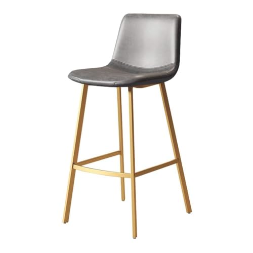NMVAWIPT Barhocker Mit Rückenlehne, Sitzfläche Aus Kunstleder, Moderner Stuhl Fußstütze, Goldene Metallbeine for Pub, Kaffee, Küche, Esszimmer(Gray) von NMVAWIPT