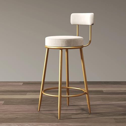 NMVAWIPT Barhocker Mit Rückenlehne Und Fußstütze, Goldene Metallbeine, Mit Samt Gepolsterter Esszimmerstuhl for Kücheninseln, Bars Und Restaurants(75cm seat Height) von NMVAWIPT