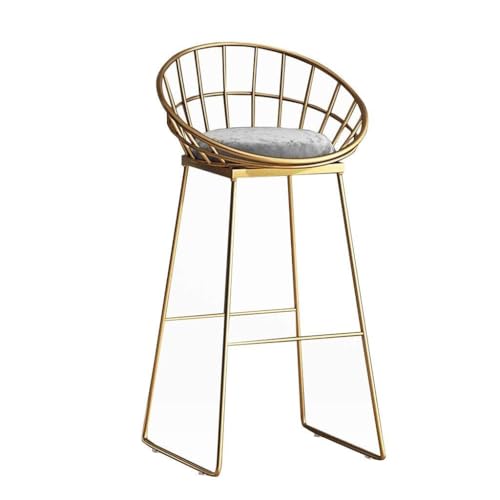 NMVAWIPT Barhocker Mit Samtpolsterung Und Goldenen Metallbeinen – Esszimmerstühle In Thekenhöhe Mit Fußstütze for Küche Und Esszimmer(Gray,65cm) von NMVAWIPT