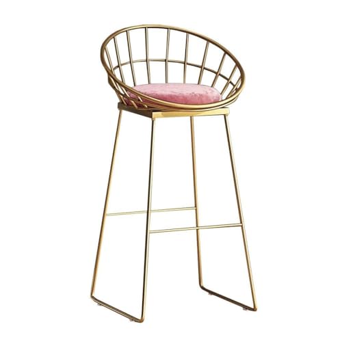 NMVAWIPT Barhocker Mit Samtpolsterung Und Goldenen Metallbeinen – Esszimmerstühle In Thekenhöhe Mit Fußstütze for Küche Und Esszimmer(Pink,65cm) von NMVAWIPT