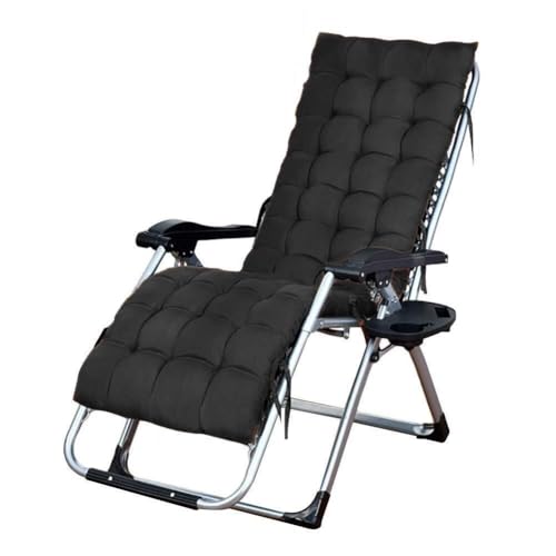 NMVAWIPT Bequemer Klapp-Liegestuhl Fürs Büro, Nickerchen, Mit Abnehmbarem Kissen, Sonnenliege for Den Garten Im Freien, Terrasse, Liegestuhl(Black) von NMVAWIPT