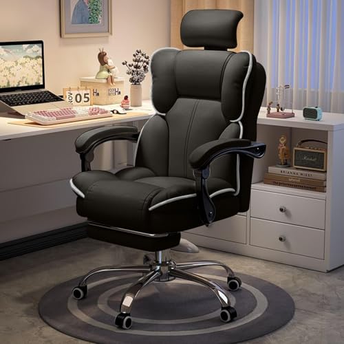 NMVAWIPT Big & Tall Chefsessel Mit Hoher Rückenlehne, Ergonomischer Gaming- Und Schreibtischstuhl Aus Leder Mit Fußstütze, Verstellbare Neigung Von 90°–135°(Yellow,Chinese) von NMVAWIPT
