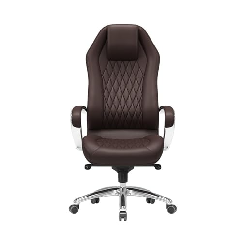 NMVAWIPT Big & Tall Executive-Bürostuhl, Ergonomischer Lederschreibtisch Mit Hoher Rückenlehne Und Lendenwirbelstütze(Brown) von NMVAWIPT