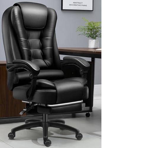 NMVAWIPT Big & Tall Executive-Bürostuhl, Verstellbarer Ergonomischer Schreibtischstuhl Mit Hoher Rückenlehne Und 135° Neigung, Langlebige 250 Kg Tragkraft(Black,Non-Massage) von NMVAWIPT
