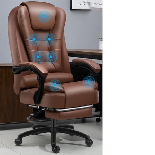 NMVAWIPT Big & Tall Executive-Bürostuhl, Verstellbarer Ergonomischer Schreibtischstuhl Mit Hoher Rückenlehne Und 135° Neigung, Langlebige 250 Kg Tragkraft(Brown,Massage) von NMVAWIPT