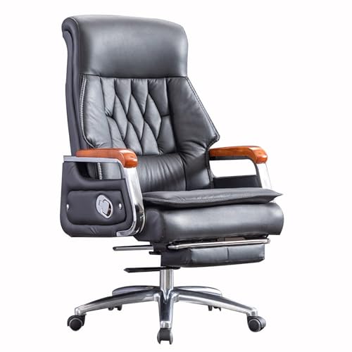 NMVAWIPT Big & Tall Executive-Bürostuhl Mit Fußstütze, Verstellbarer Rückenlehne, Hebefunktion Und Federkissen(Black) von NMVAWIPT